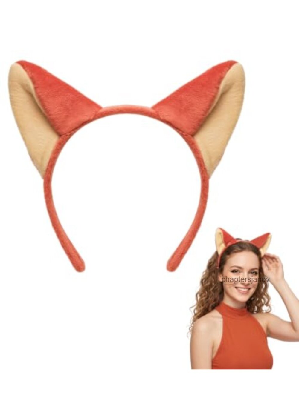Red Fox Ears Headband Short Plush One Size Fits All Costume Cosplay